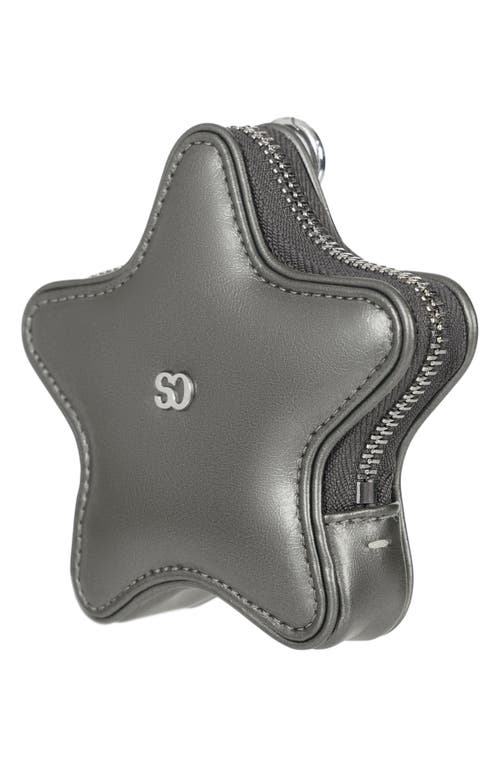 Stand Oil Star Faux Leather Airpods Case In Gray