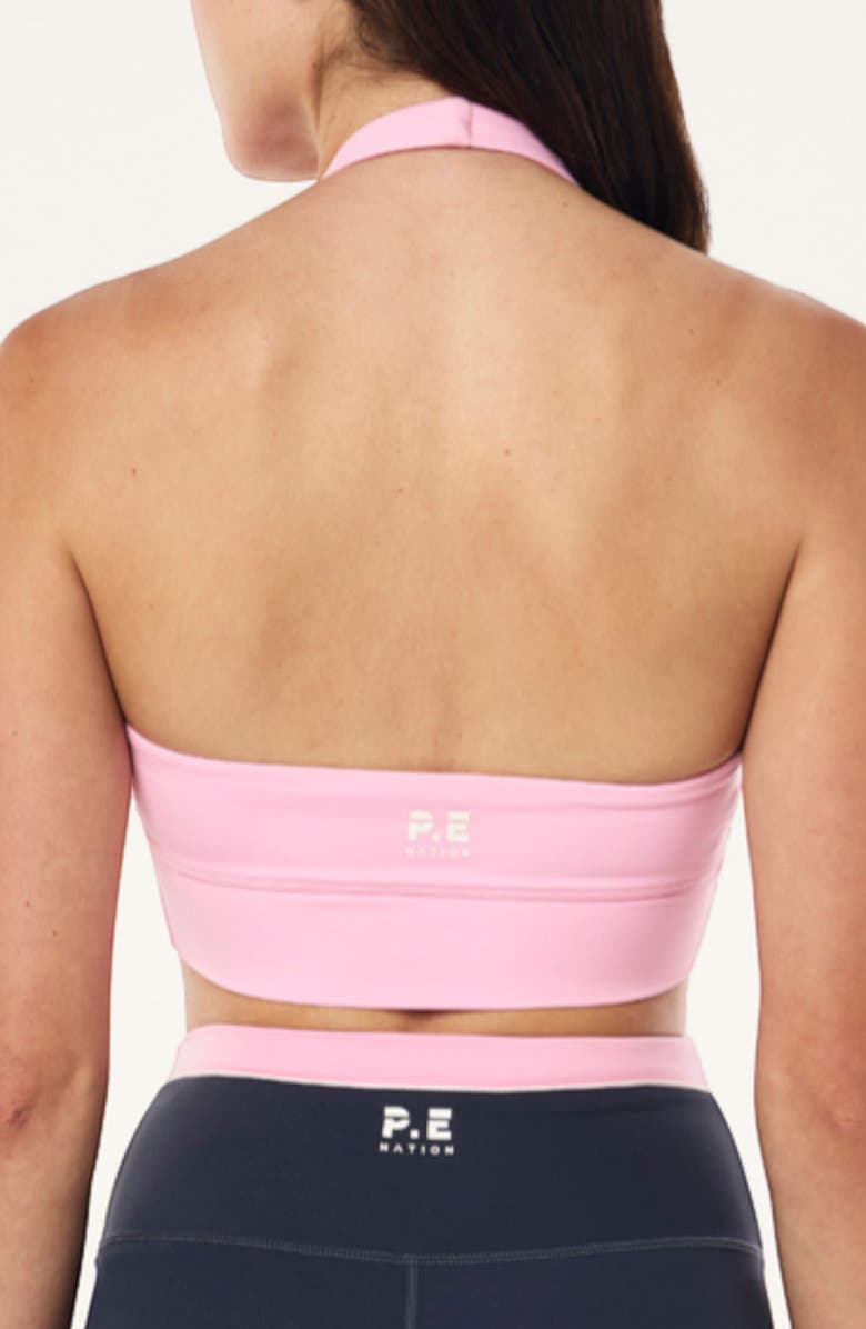 P.E Nation Reset Halter Longline Sports Bra, Alternate, color, Prism Pink