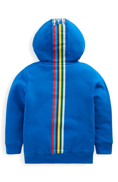 Mini Boden Kids' Cosy Fleece Lined Zip Graphic Hoodie In Blue