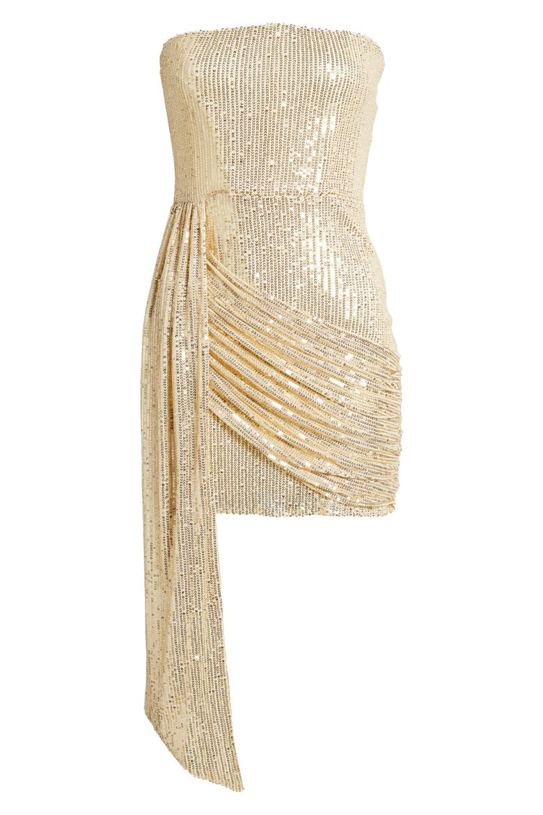Sequin Strapless Minidress, Alternate, color, GOLD