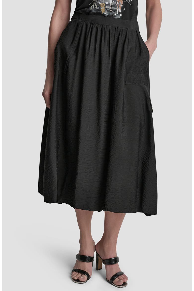 Bubble Cargo Pull On Midi Skirt, Main, color, BLACK