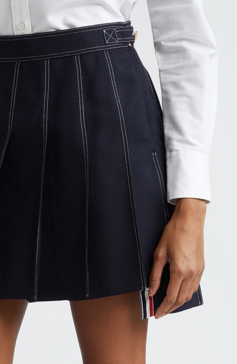 Thom Browne Drop Back Wool Skirt, Alternate, color, Navy