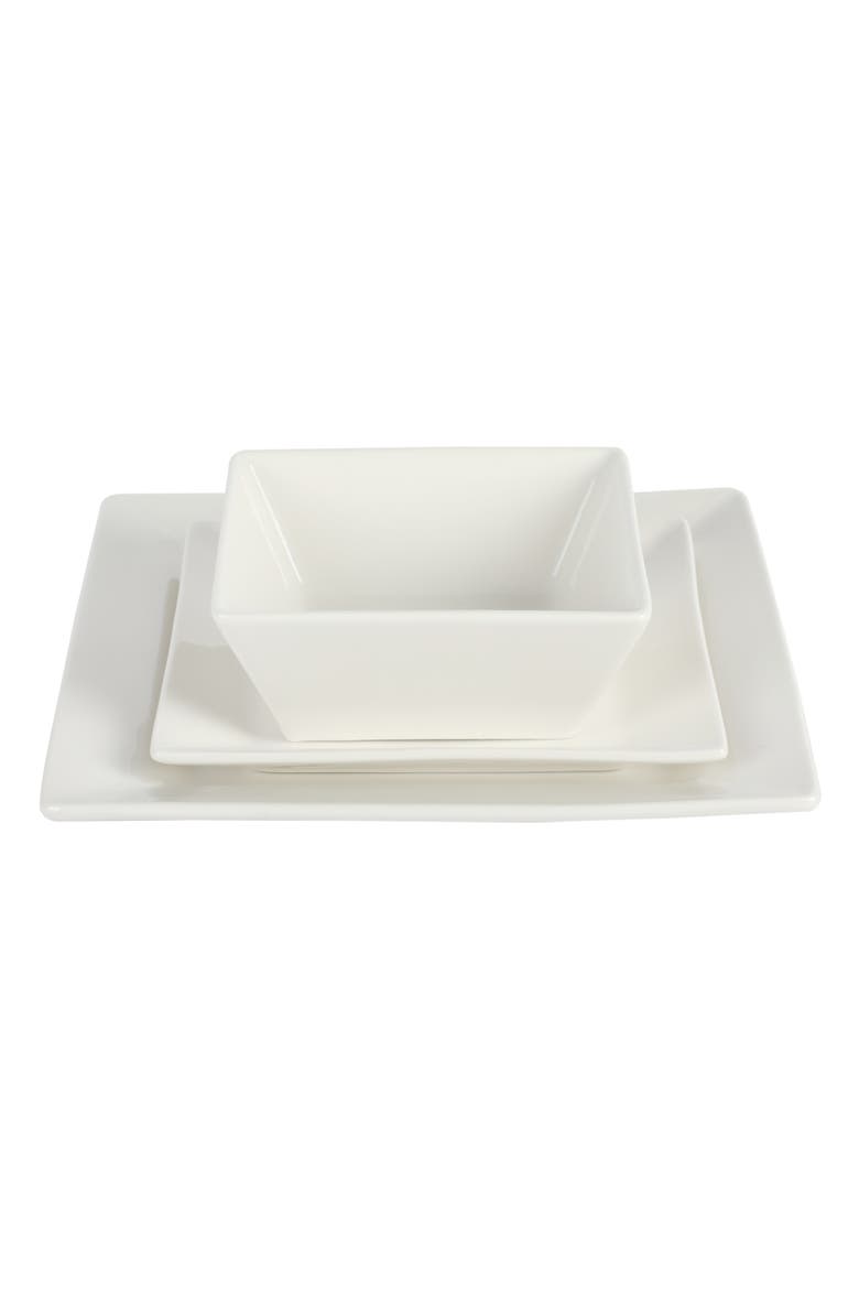 Zen Buffet Hard Square Porcelain Dinnerware Set, Alternate, color, White