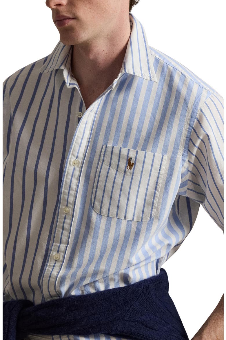 Classic Fit Stripe Cotton Blend Button-Down Shirt, Alternate, color, NAUTICAL FUNSHIRT
