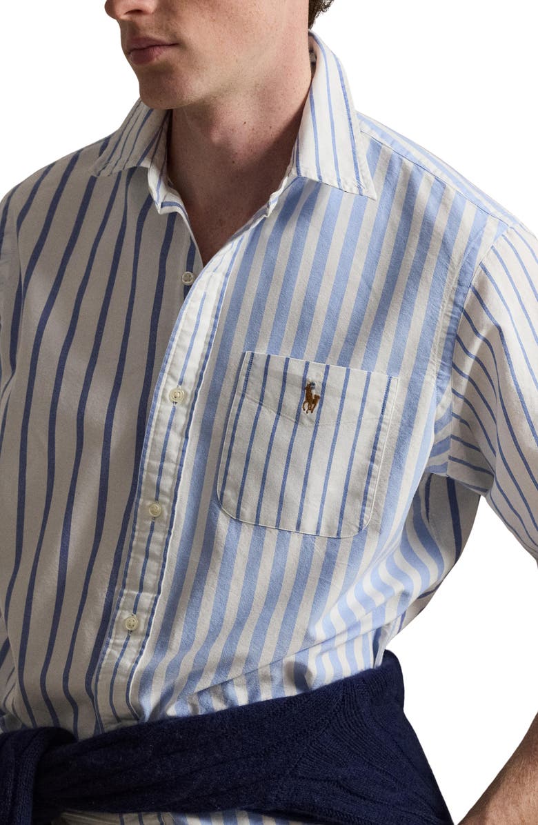 Polo Ralph Lauren Classic Fit Stripe Cotton Blend Button-Down Shirt, Alternate, color, Nautical Funshirt
