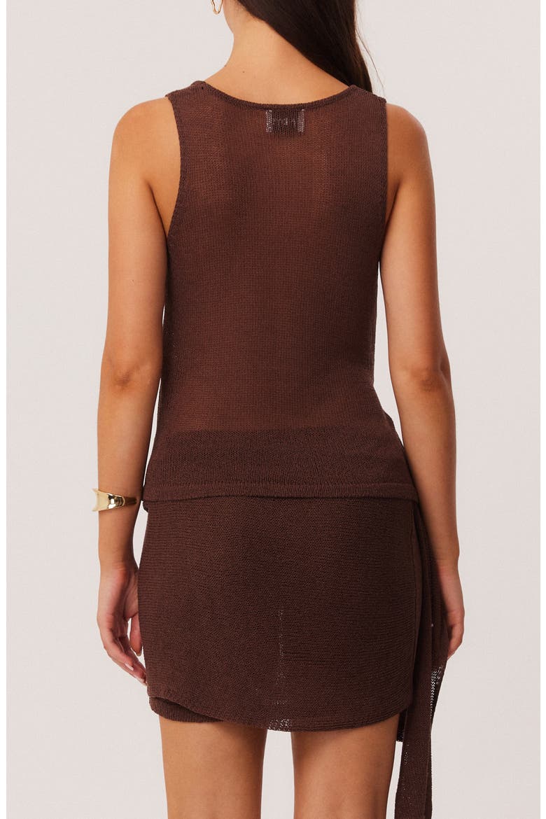 Mindy Semi Sheer Side Wrap Tank, Alternate, color, CHOCOLATE