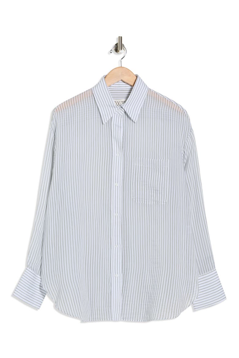 Big Joe Stripe Cotton & Silk Button-Up Shirt, Alternate, color, HARBOR GREY MULTI