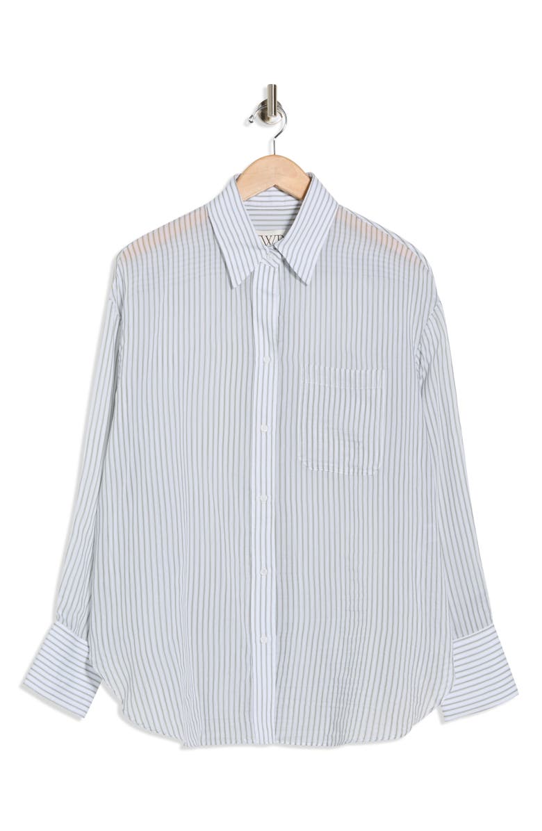 TWP Big Joe Stripe Cotton & Silk Button-Up Shirt, Main, color, Harbor Grey Multi