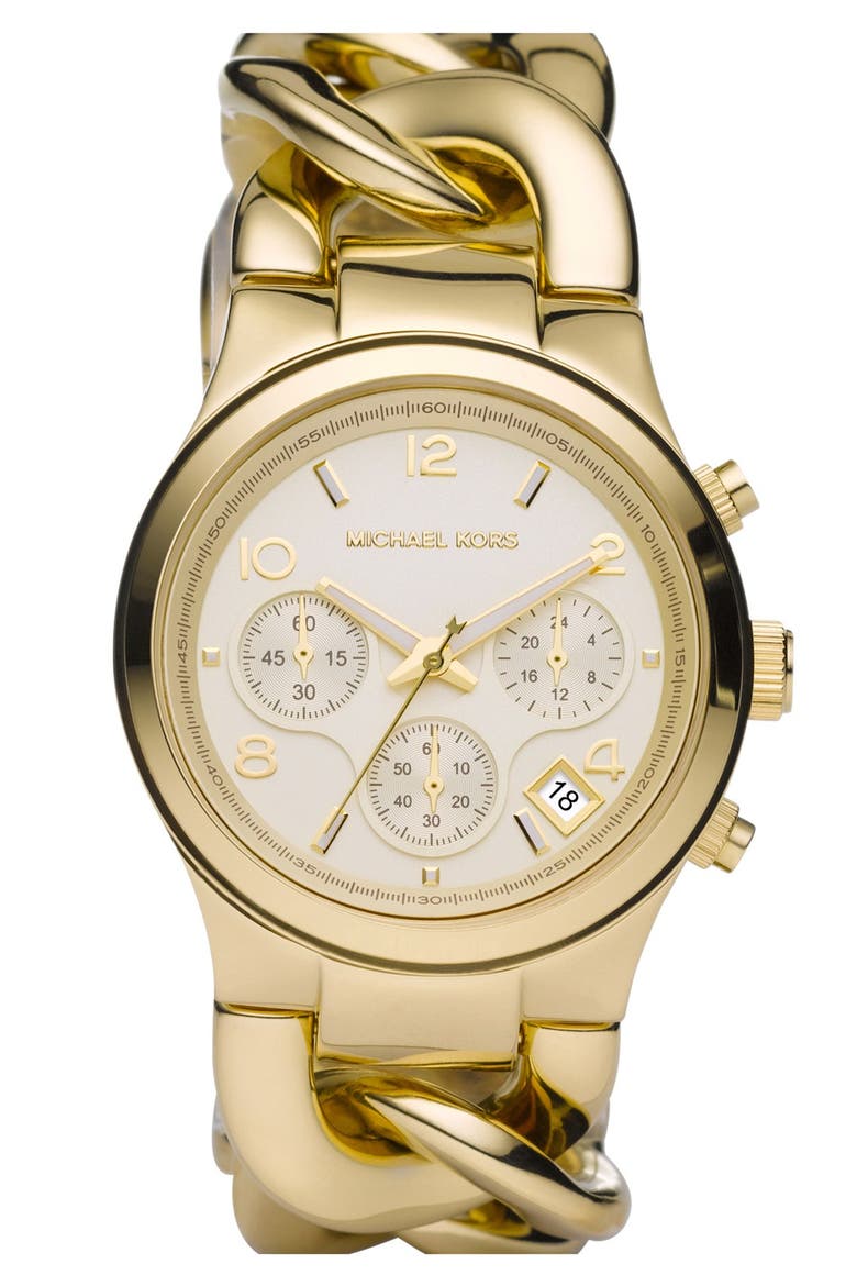 Michael Kors Chain Bracelet Chronograph Watch, 38mm, Main, color, GOLD