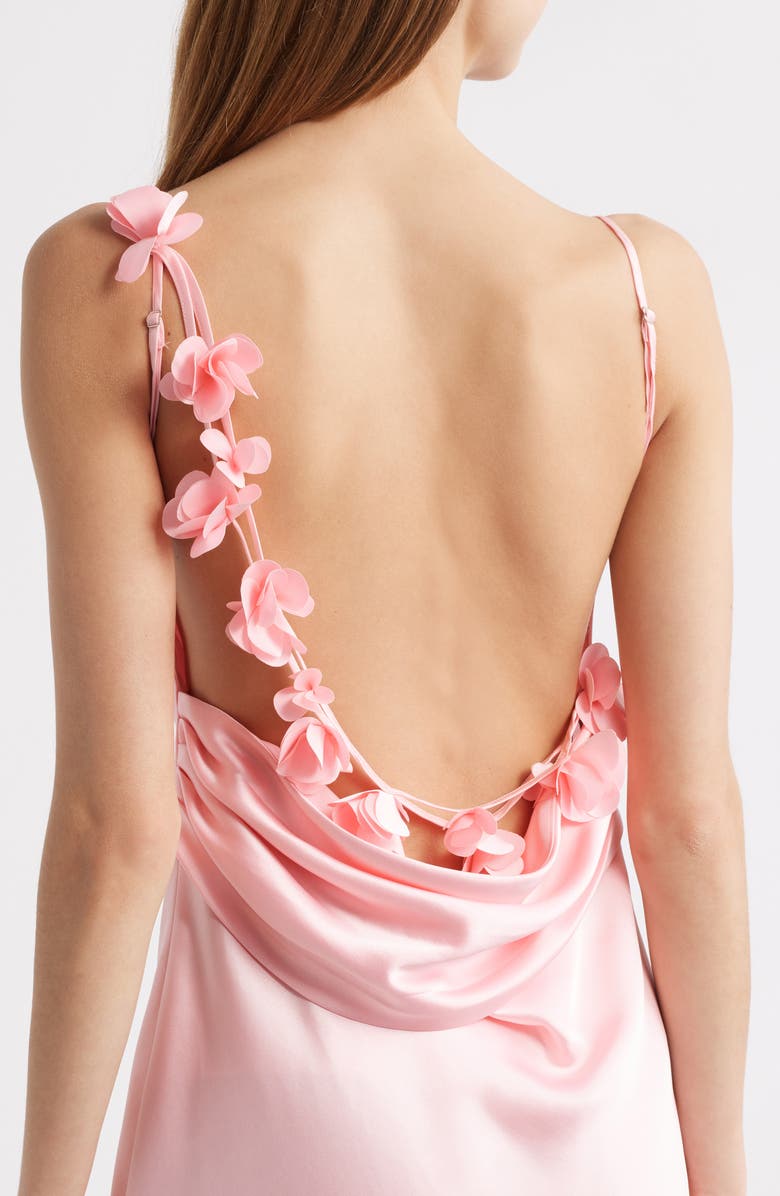 Lulus Pandora Flower Satin Cocktail Dress, Alternate, color, Pink