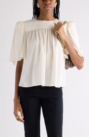 Chloé Organic Silk Jacquard Popover Top