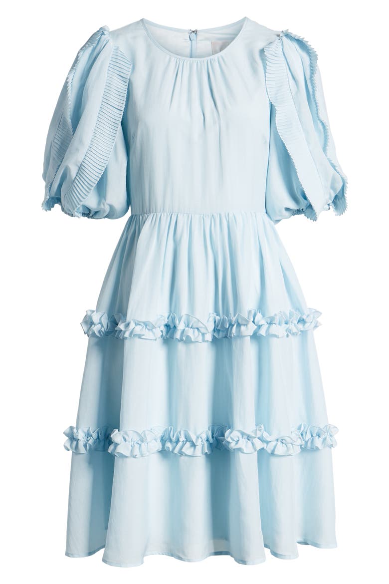 Ruffle Sleeve Dress, Alternate, color, BLUE WINTER