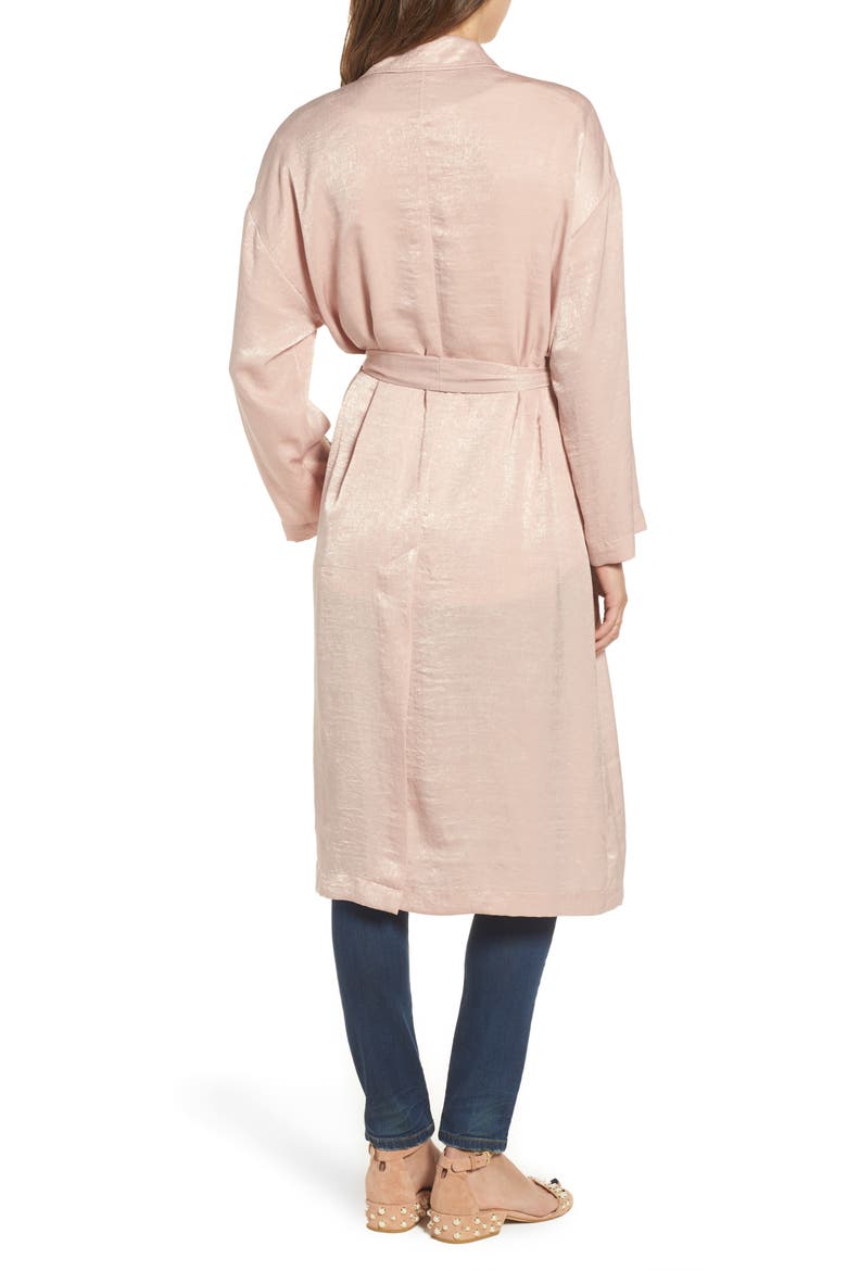 Satin Trench Coat, Alternate, color, PINK ADOBE
