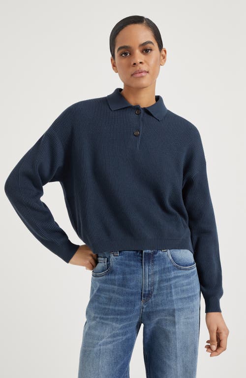 Shop Brunello Cucinelli Polo-style Sweater In Night
