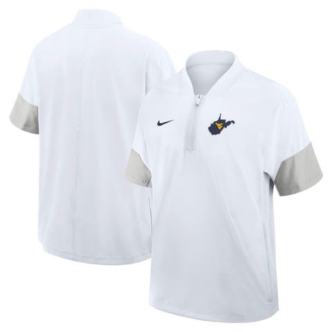 Men's Nike White West Virginia Mountaineers 2025 Sideline Coaches Lightweight Short Sleeve Jacket