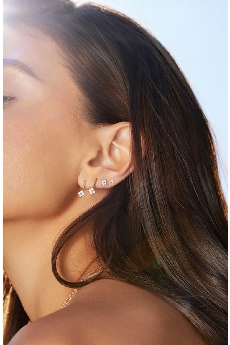 Fleur Diamond Bar Stud Earrings, Alternate, color, 14K YELLOW GOLD