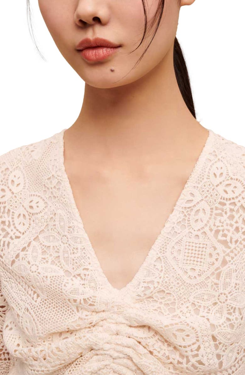 maje Ridora Lace Dress, Alternate, color, Ecru