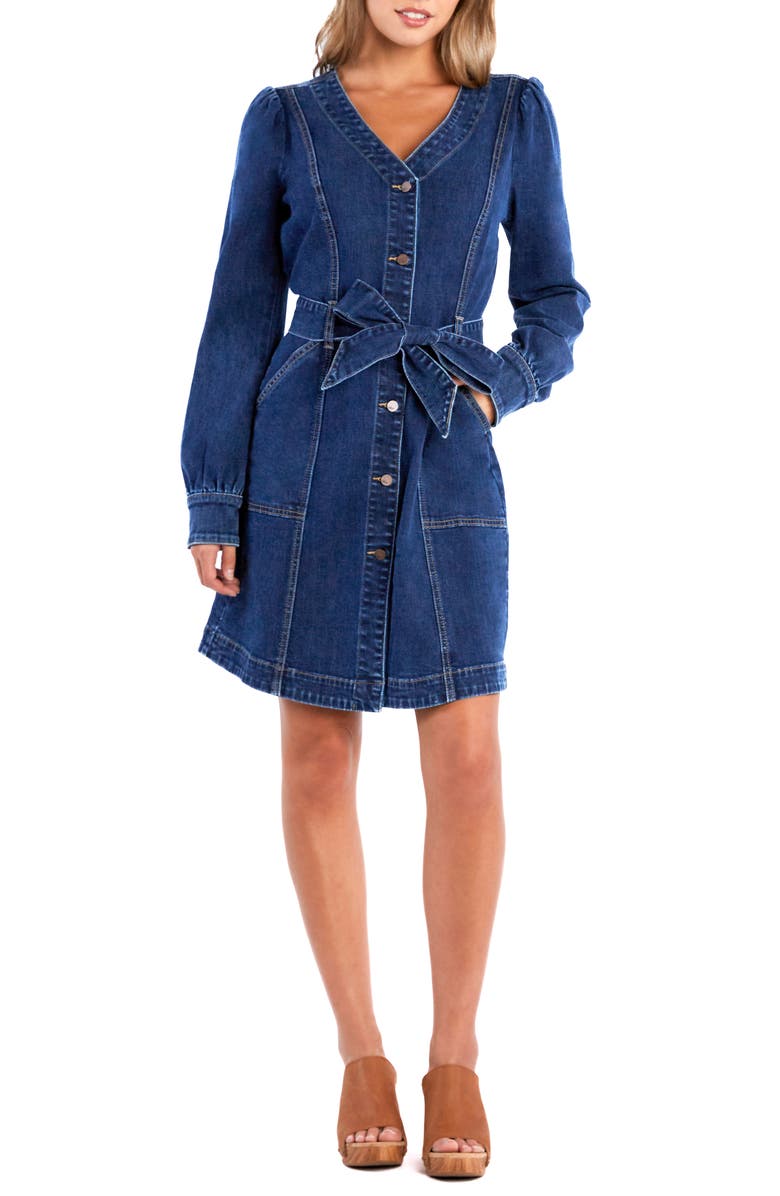 Wash Lab Denim Long Sleeve Denim Shirtdress, Main, color, Charlotte Blue