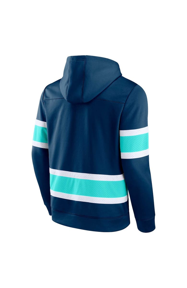 FANATICS Men's Fanatics Branded Deep Sea Blue Seattle Kraken Powerplay Warrior Pullover Hoodie, Alternate, color, Navy
