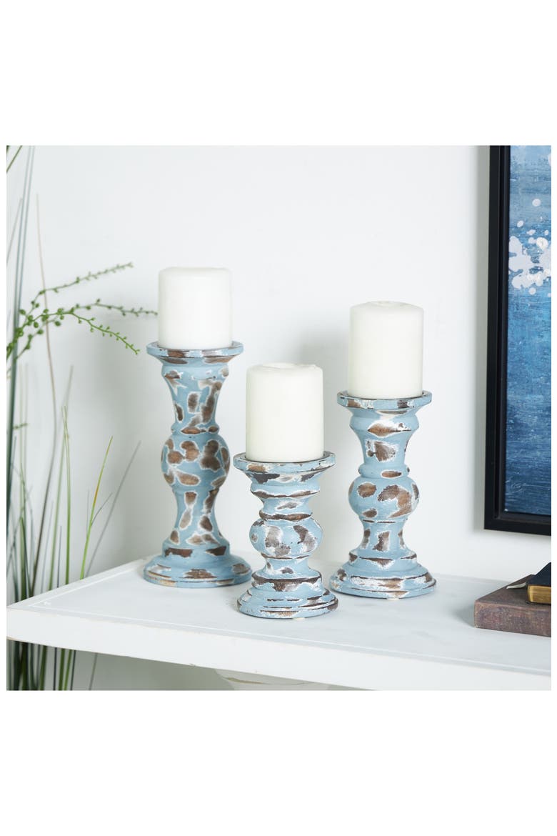 Set of 3 Candle Holders, Alternate, color, LIGHT BLUE