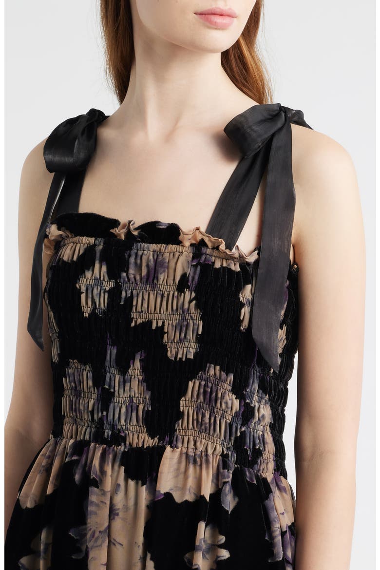 Rowan Floral Tie Shoulder Maxi Dress, Alternate, color, BLACK PURPLE