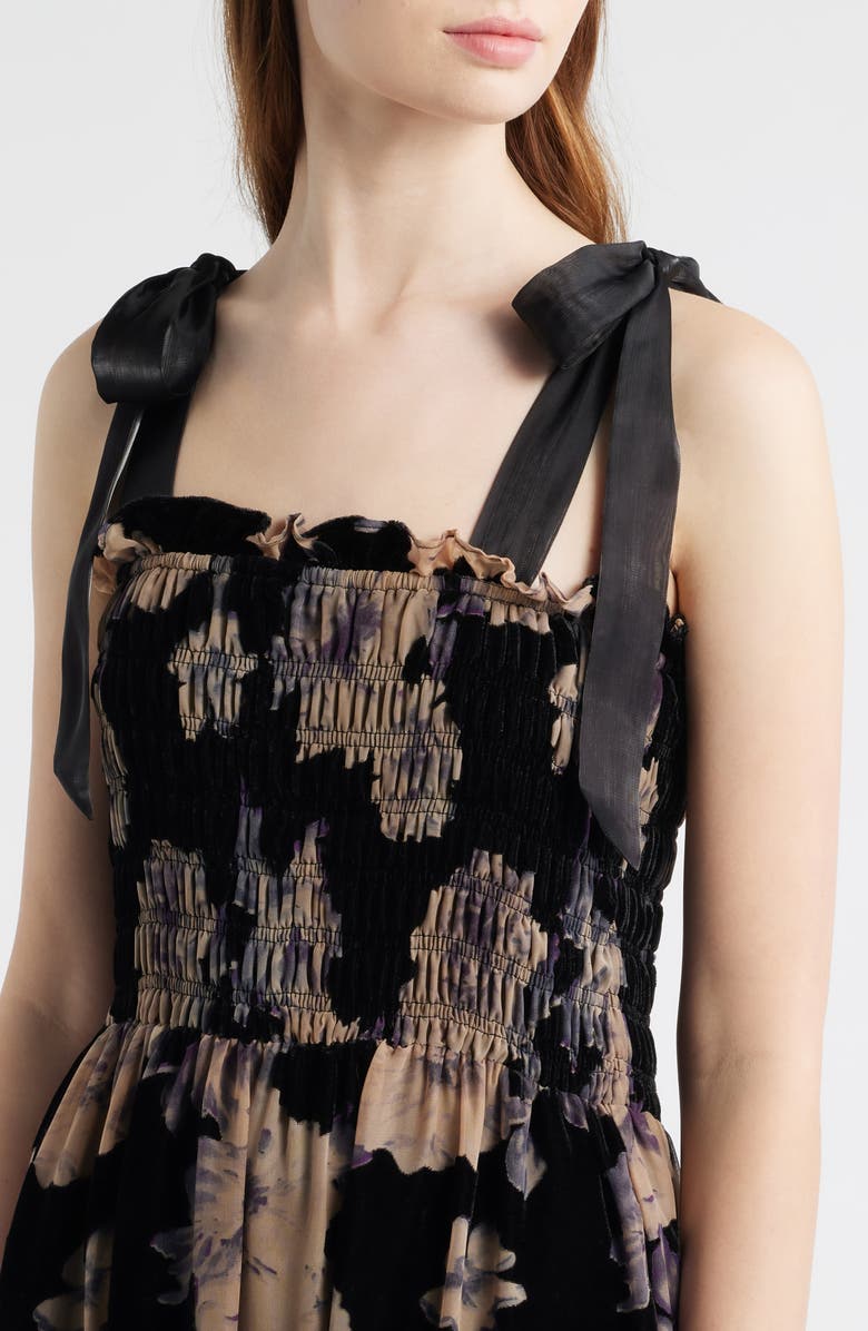 En Saison Rowan Floral Tie Shoulder Maxi Dress, Alternate, color, Black Purple
