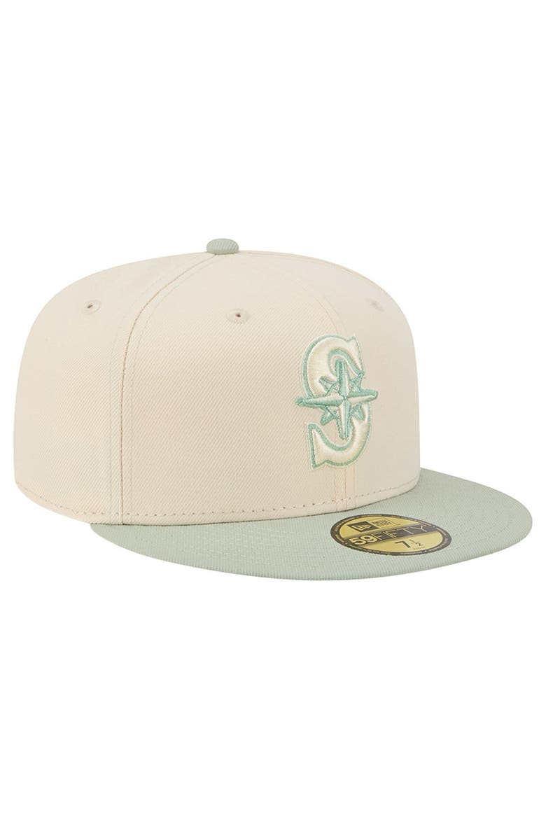Men's New Era Cream/Green Seattle Mariners Color Pack 59FIFTY Fitted Hat, Alternate, color, Cream