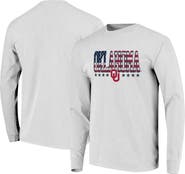 IMAGE ONE Men's White Oklahoma Sooners Tall Type Flag Long Sleeve T-Shirt