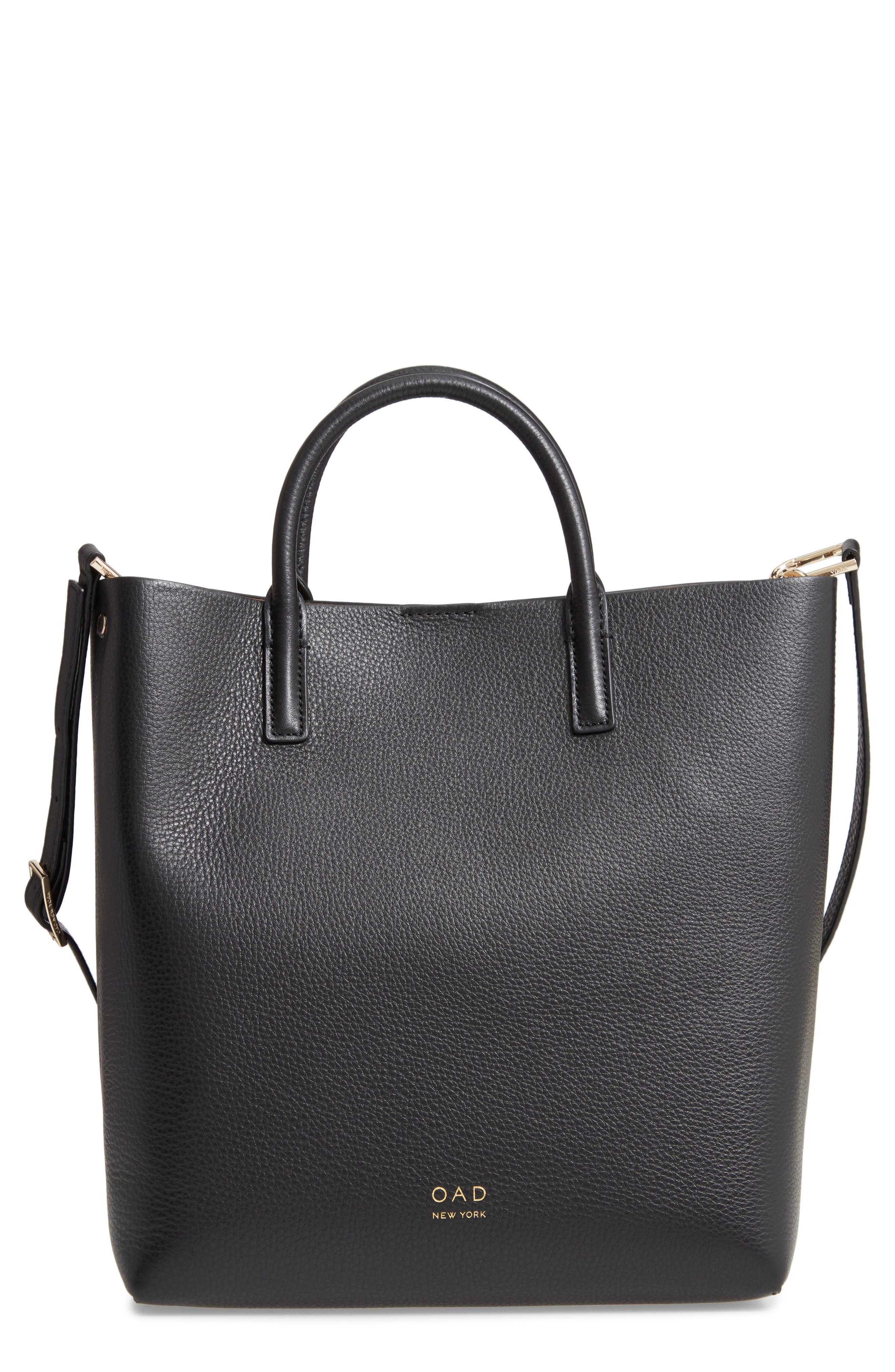 OAD New York Tall Carryall Pebbled Leather Tote, Main, color, 