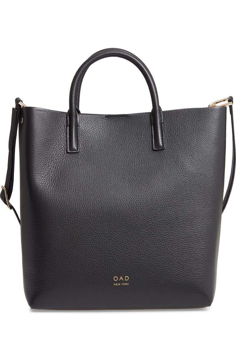 OAD New York Tall Carryall Pebbled Leather Tote, Main, color,