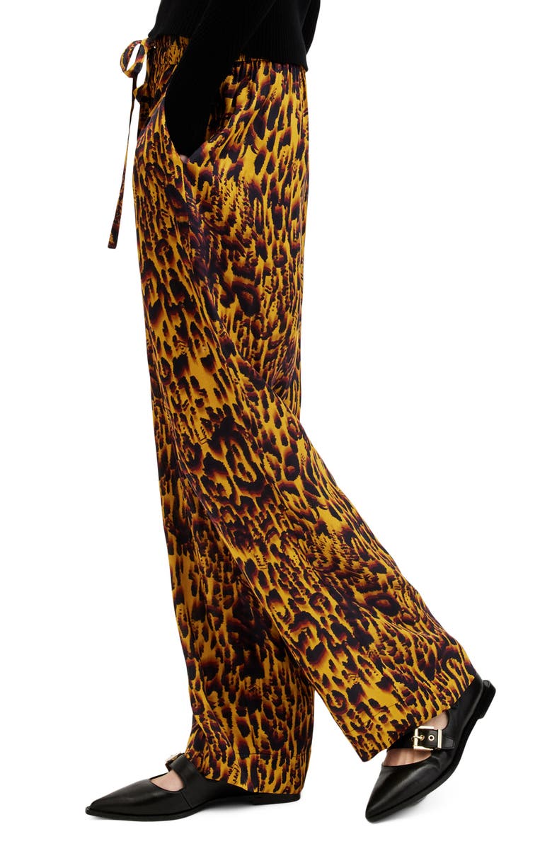AllSaints Tyler Abstract Print Straight Leg Satin Pants, Alternate, color, 