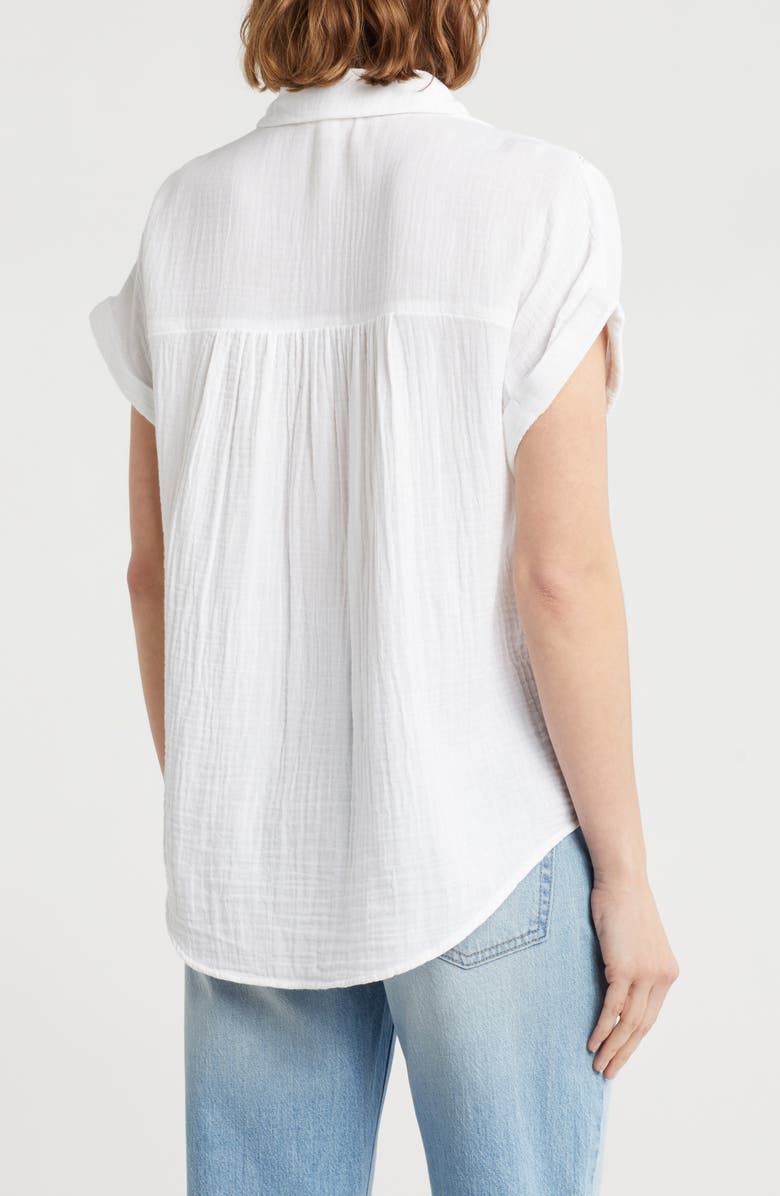 Lucky Brand Inset Lace Short Sleeve Button-Up Shirt, Alternate, color, 