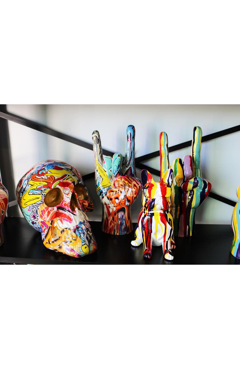 INTERIOR ILLUSIONS Glasses Graffiti Bulldog Art Decor, Alternate, color, Graffiti/ Multi-Color