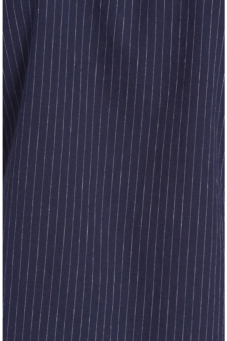 Linen Blend Short Sleeve Button-Down Shirt, Alternate, color, NAVY WHITE PINSTRIPES
