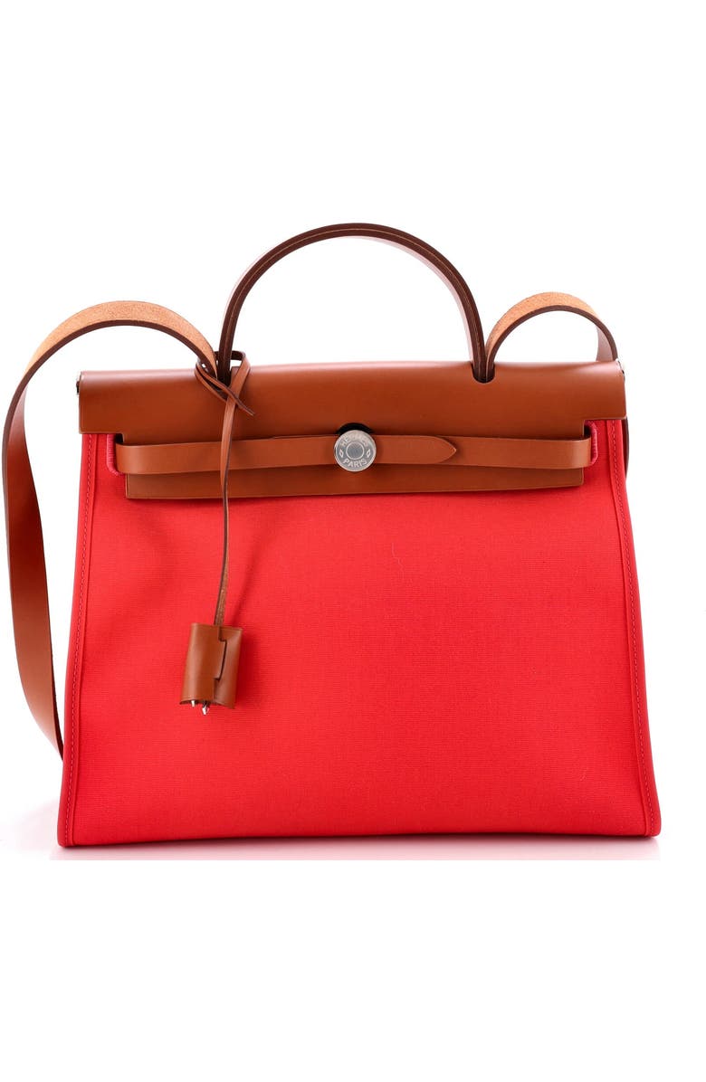 Pre-Owned Hermes Herbag Zip Leather and Toile 31, Main, color, Bougainvillier