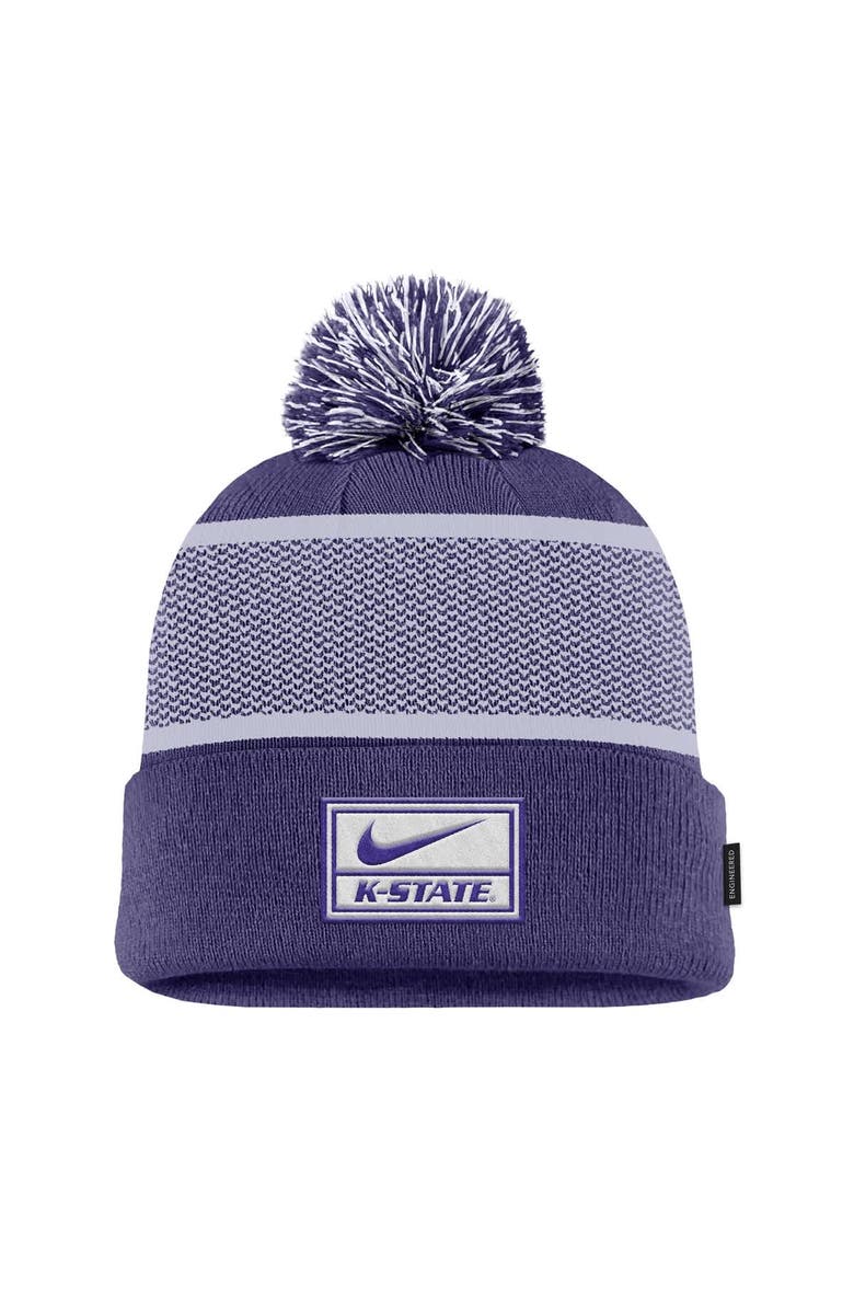 Nike Men's Nike Purple Kansas State Wildcats 2024 Sideline Peak Cuffed Knit Hat with Pom, Alternate, color, 