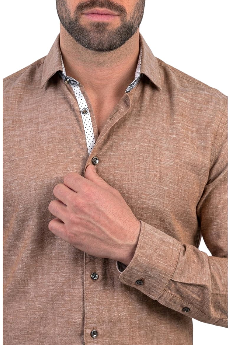 Fibonacci Contemporary Fit Button-Up Shirt, Alternate, color, BROWN