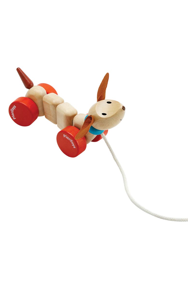 PlanToys<sup>®</sup> Happy Puppy Pull Along Toy, Main, color, Natural