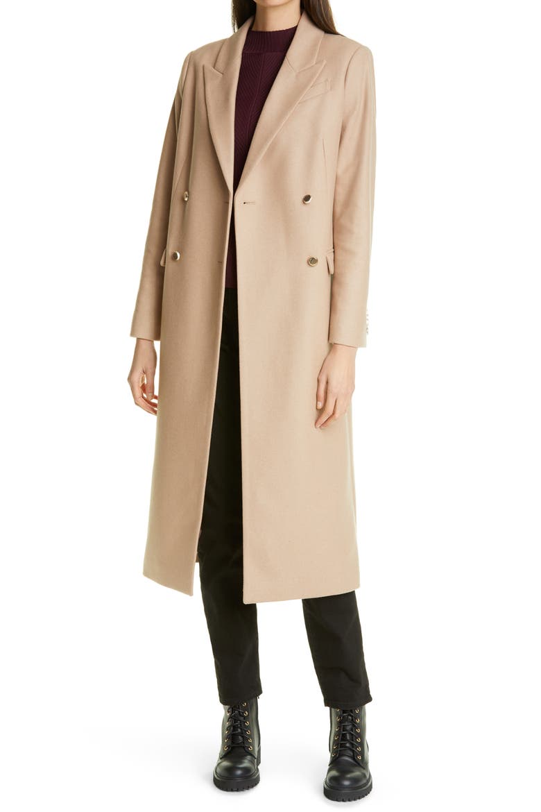 Yecara Double Breasted Wool Blend Coat, Main, color, CAMEL