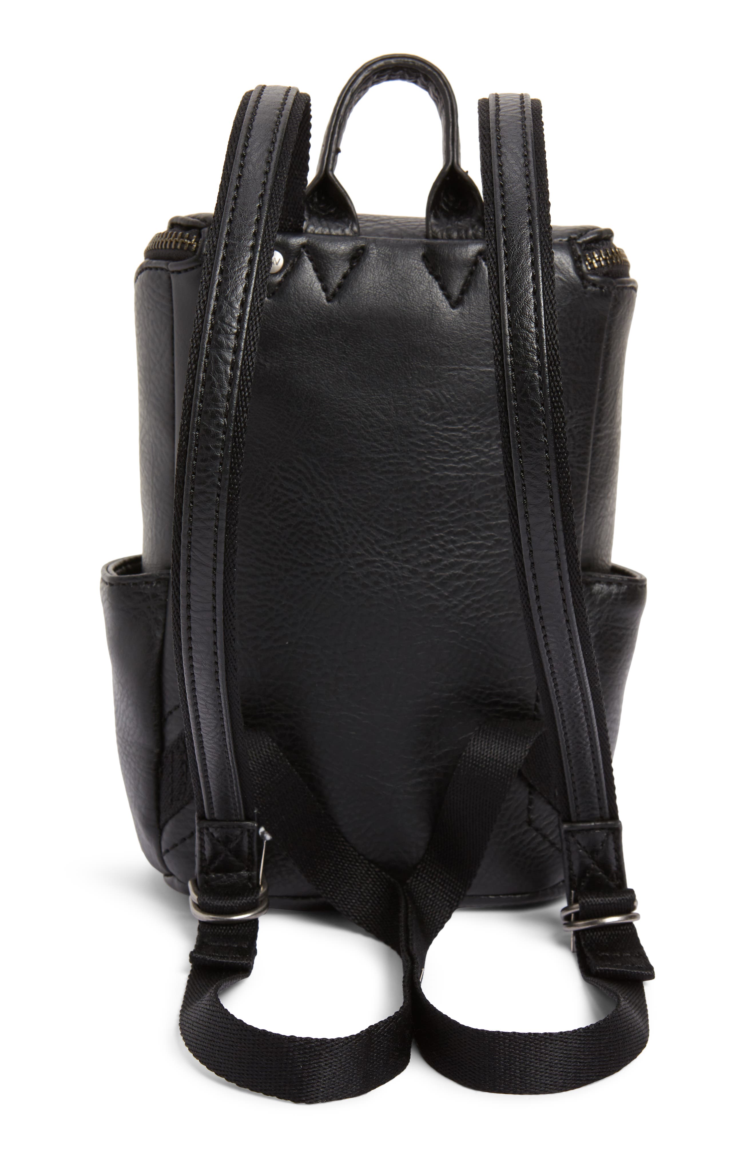 Mini Brave Faux Leather Backpack, Alternate, color, BLACK