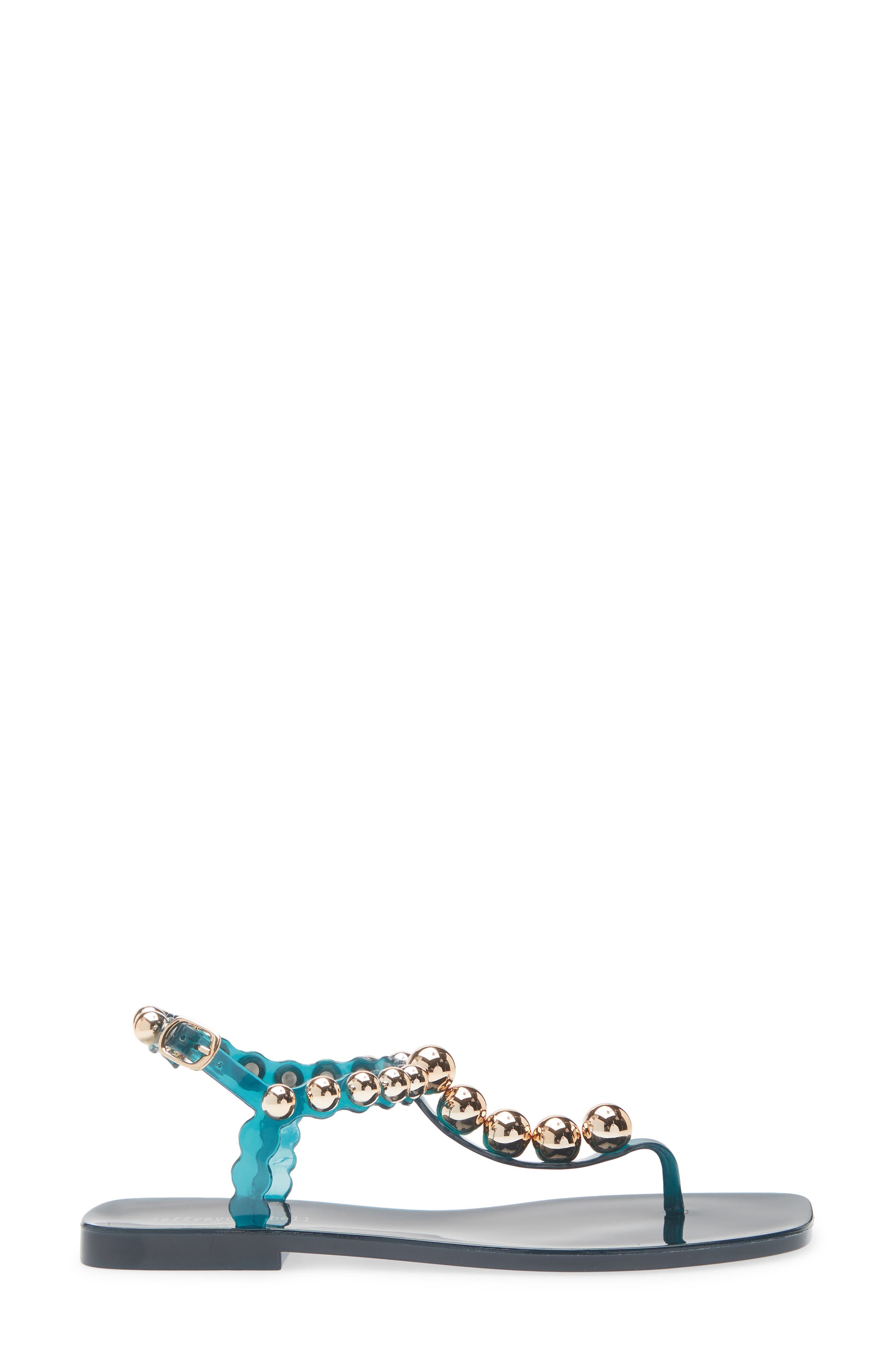 Jeffrey Campbell Plated Embellished Sandal, Alternate, color, Teal Gold