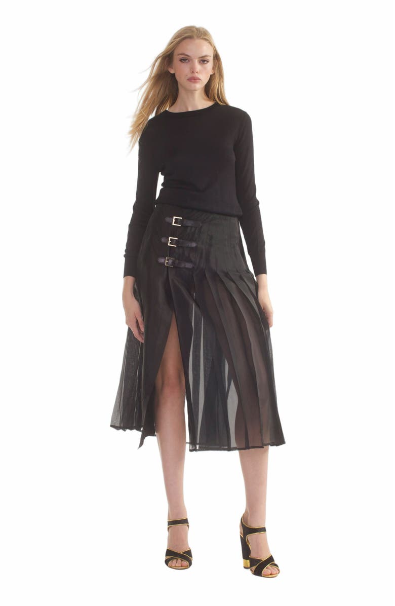 Cynthia Rowley Pleated Kilk Silk Organza Skirt, Main, color, 