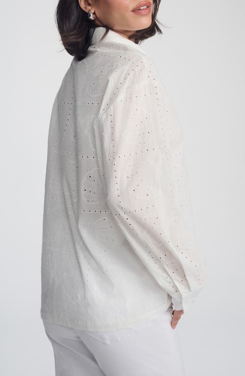 Mavi Jeans Scallop Eyelet Cotton Button-up Shirt In White