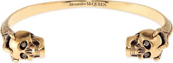 Alexander McQueen Men s Victorian Skull Cuff Bracelet Silver Multi