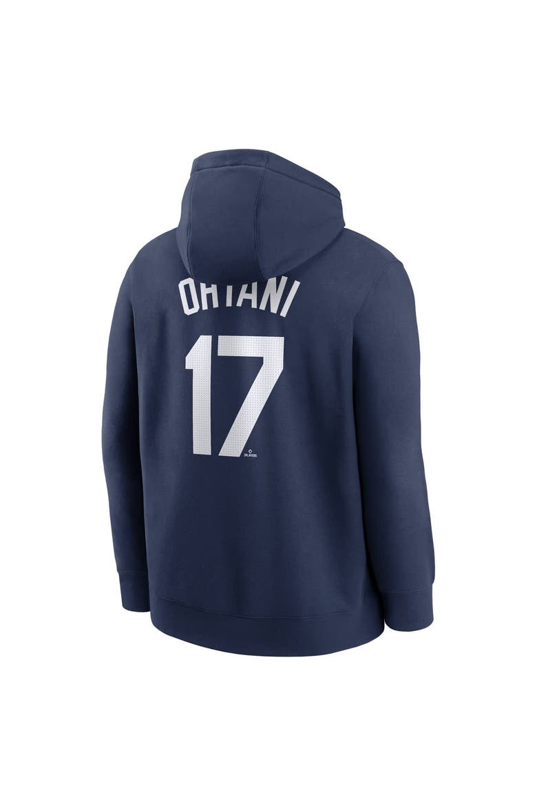 Men's Nike Shohei Ohtani Navy Los Angeles Dodgers Player Name & Number Club Fleece Pullover Hoodie, Alternate, color, Navy