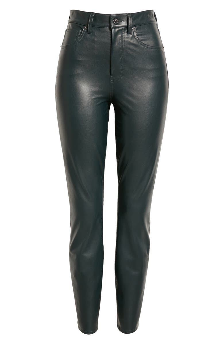 Veronica Beard Maera High Waist Faux Leather Skinny Pants, Alternate, color, Emerald