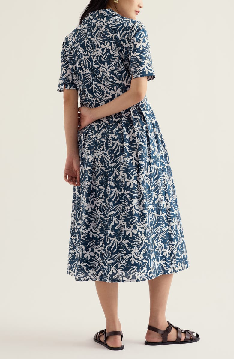 Seasalt Cornwall Charlotte Floral Organic Cotton Voile Shirtdress, Alternate, color, Inky Fronds Storm