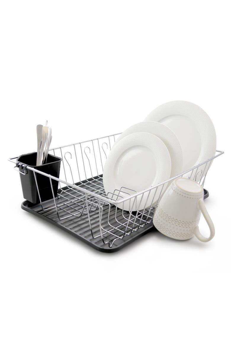 Better Chef 16in Chrome Dish Rack with Black Draining Tray, Alternate, color, Black