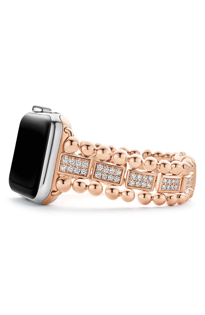 LAGOS Smart Caviar 18K Gold & Diamond Link 16mm Apple WatchÂ<sup>®</sup> Watchband, Main, color,
