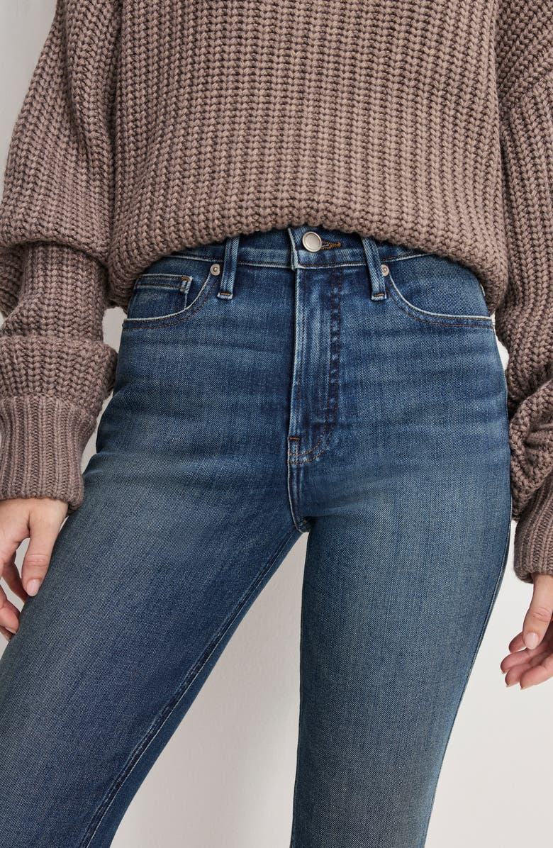 Good American Good Standard High Waist Kick Flare Jeans, Alternate, color, Indigo1147